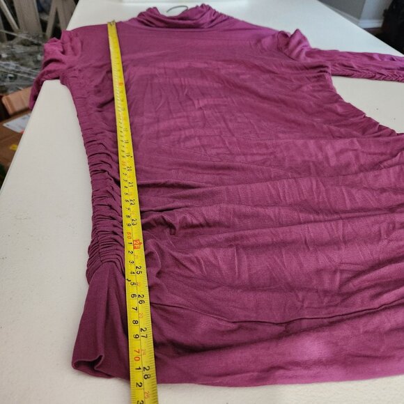 Soft Surroundings Dress Runched Purple Long Sleeve Cowl Neck Medium - Picture 6 of 11